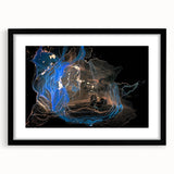 Fluid Abstract Wall Art - Modern Blue & Gold Acrylic Canvas Decor