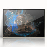 Fluid Abstract Wall Art - Modern Blue & Gold Acrylic Canvas Decor