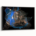Fluid Abstract Wall Art - Modern Blue & Gold Acrylic Canvas Decor