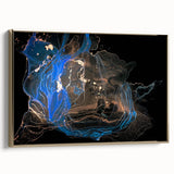 Fluid Abstract Wall Art - Modern Blue & Gold Acrylic Canvas Decor