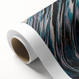 Fluid Acrylic Wall Decor - Modern Fluid Art Prints in Dark Blue Tones