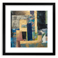 Geometric Moody Modern Wall Art - Abstract Blue & Gold Collage