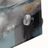 Whispers of Fog – Teal and Gray Abstract Wall Art with Gold Hues