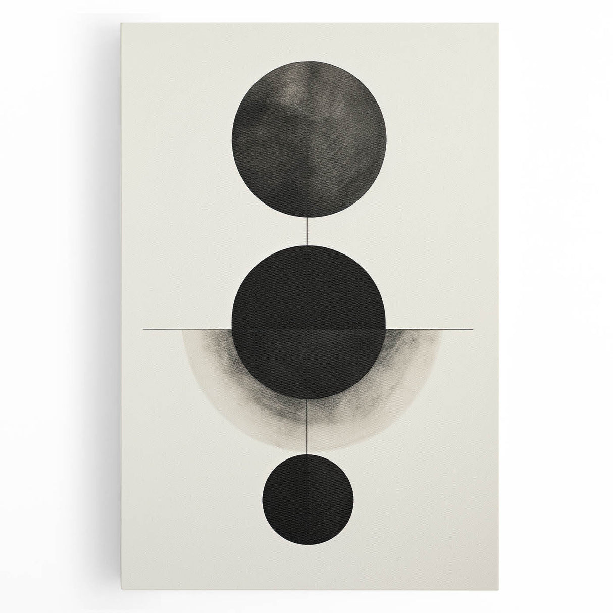 Contemporary Minimalist Wall Art – Geometric Black Circle Alignment