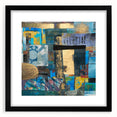 Bold Moody Modern Wall Art - Abstract Blue & Gold Geometric Print
