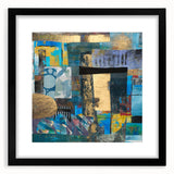 Bold Moody Modern Wall Art - Abstract Blue & Gold Geometric Print