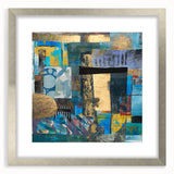Bold Moody Modern Wall Art - Abstract Blue & Gold Geometric Print