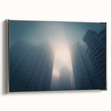 City Skyline Wall Art – Foggy Urban Landscape Photography Print
