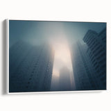 City Skyline Wall Art – Foggy Urban Landscape Photography Print