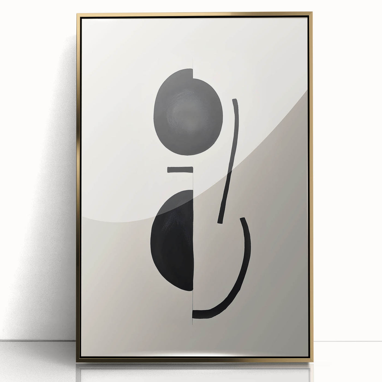 Minimalist Abstract Canvas Prints – Geometric Black & Beige Wall Art