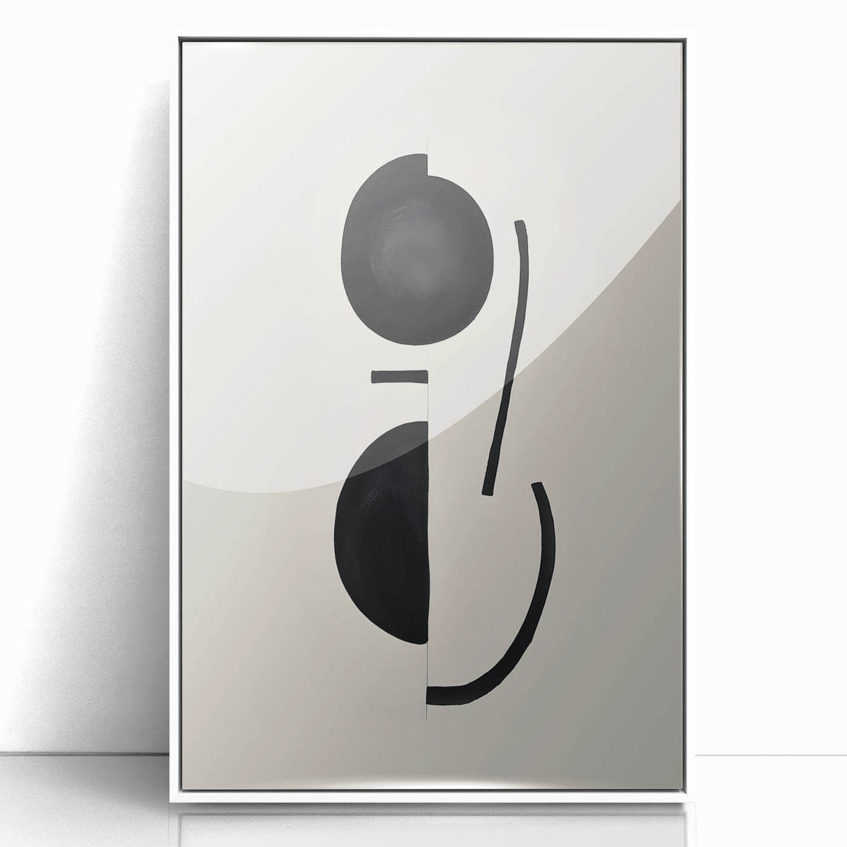 Minimalist Abstract Canvas Prints – Geometric Black & Beige Wall Art