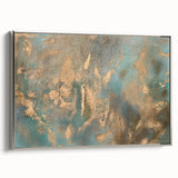 Elegant Moody Modern Wall Art - Abstract Teal & Gold Canvas Print