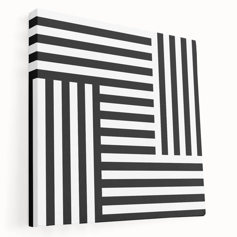 Modern Geometric Abstract Wall Art - Black and White Line Art