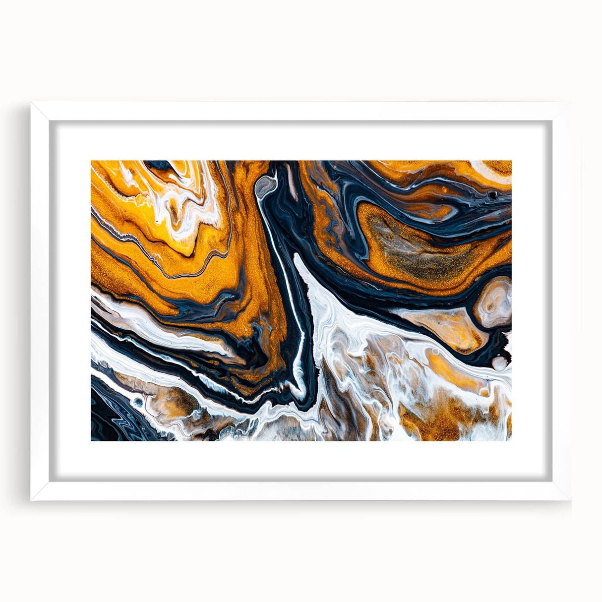Fluid Abstract Wall Art - Modern Fluid Art Prints in Gold and Black