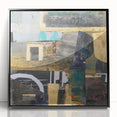 Geometric Moody Modern Wall Art - Black, Gold & Teal Abstract Print