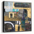 Geometric Moody Modern Wall Art - Black, Gold & Teal Abstract Print