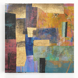 Vibrant Moody Modern Wall Art - Abstract Multicolor & Gold Print