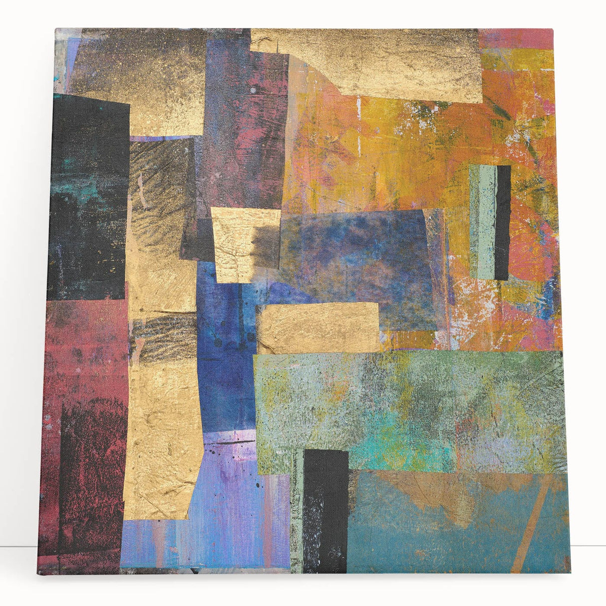 Vibrant Moody Modern Wall Art - Abstract Multicolor & Gold Print