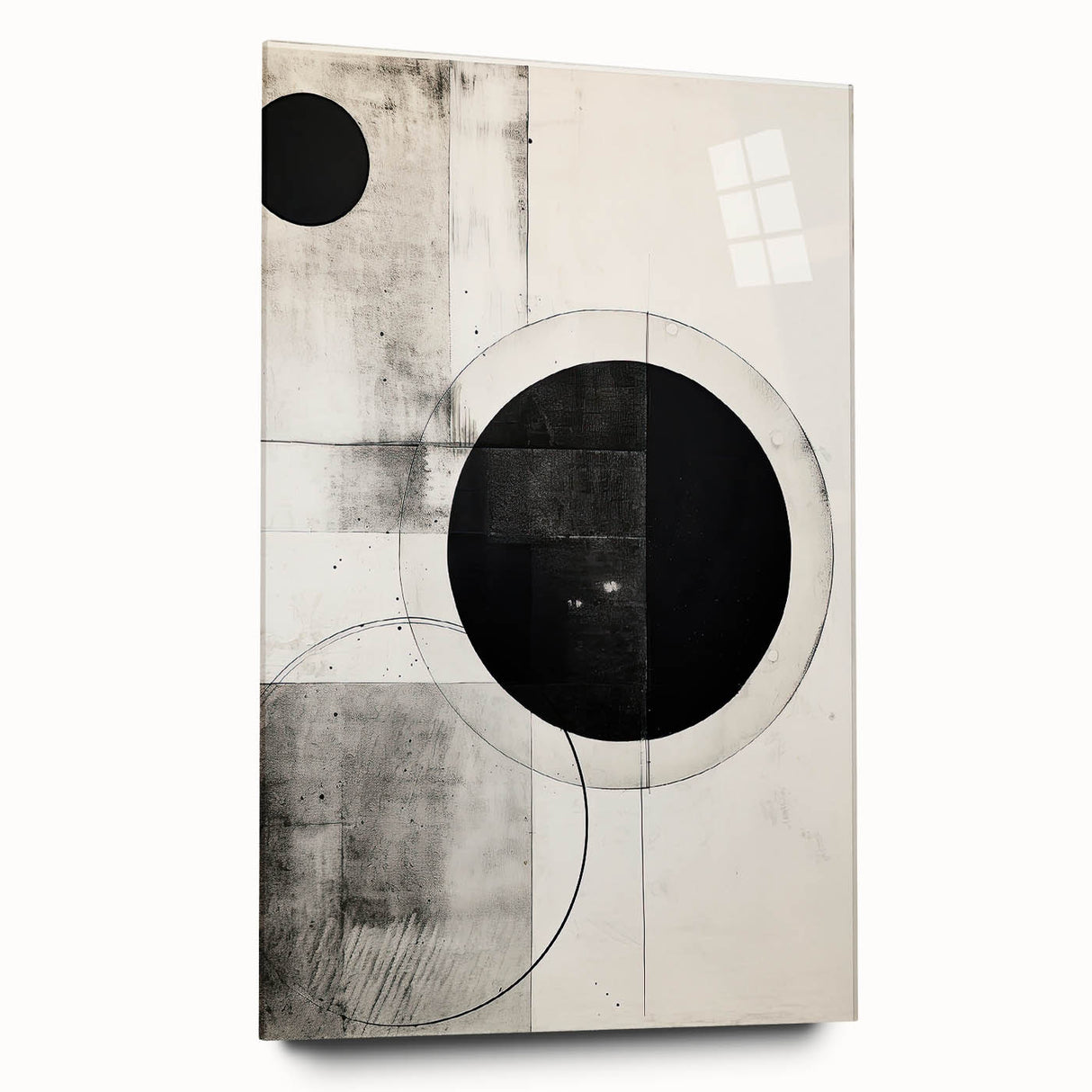 Geometric Minimalist Abstract Wall Art – Monochrome Circles & Lines