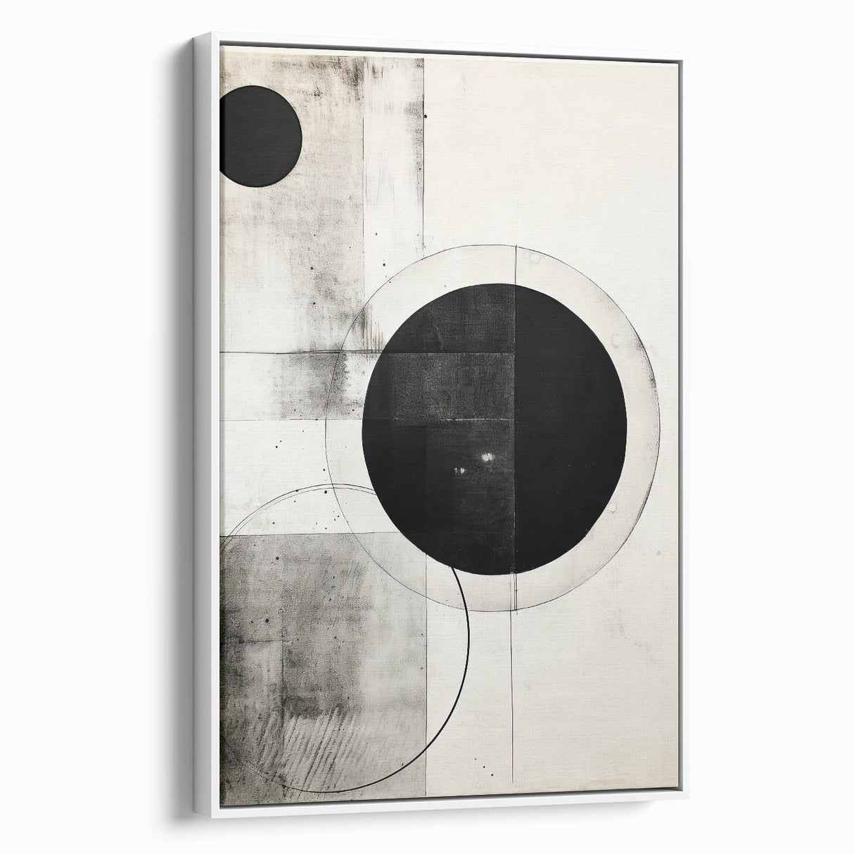 Geometric Minimalist Abstract Wall Art – Monochrome Circles & Lines