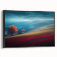 Crimson Tree on Rolling Hills – Landscape Art Prints & Wall Decor