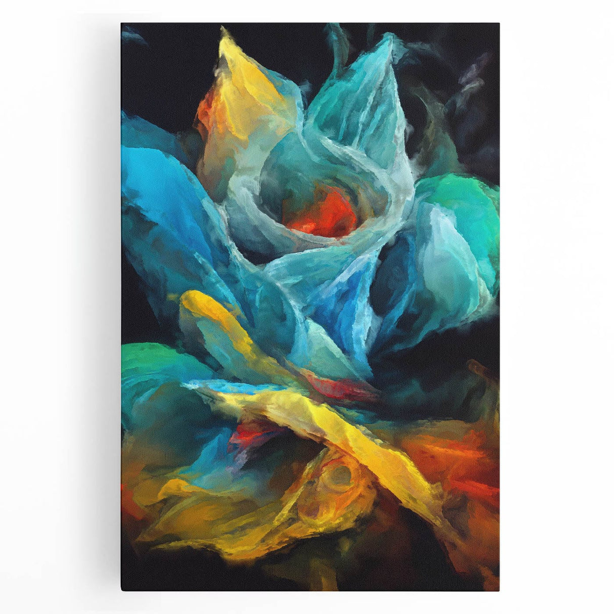 Fluid Abstract Wall Art - Contemporary Fluid Art Pieces in Teal Blue