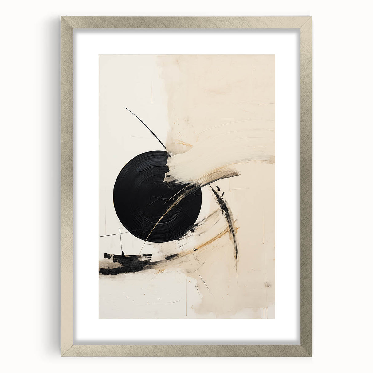 Modern Geometric Wall Art – Minimalist Abstract Black Circle Painting