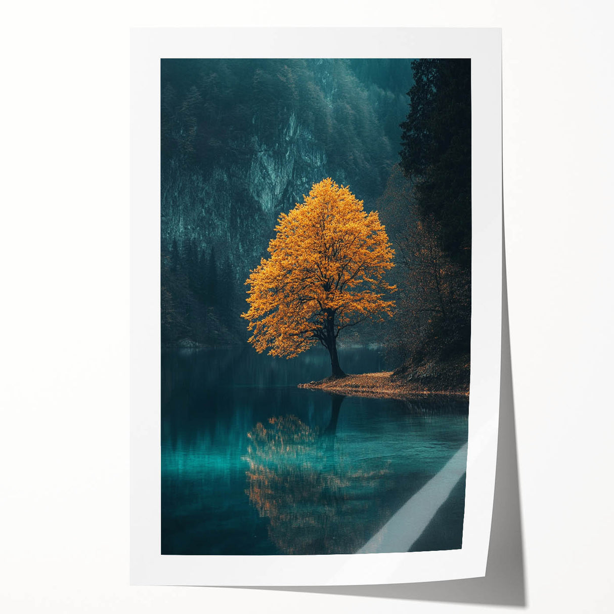 Golden Tree Reflection – Tranquil Landscape Art Prints & Decor