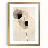 Minimalist Abstract Canvas Prints – Geometric Circles in Beige & Black
