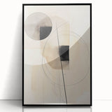 Minimalist Abstract Canvas Prints – Geometric Circles in Beige & Black