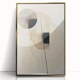 Minimalist Abstract Canvas Prints – Geometric Circles in Beige & Black