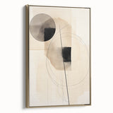 Minimalist Abstract Canvas Prints – Geometric Circles in Beige & Black