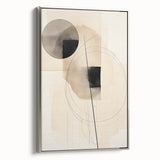 Minimalist Abstract Canvas Prints – Geometric Circles in Beige & Black