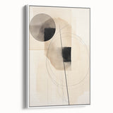 Minimalist Abstract Canvas Prints – Geometric Circles in Beige & Black