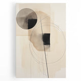 Minimalist Abstract Canvas Prints – Geometric Circles in Beige & Black