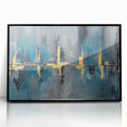 Skyline Moody Modern Wall Art - Abstract Blue, Gold & Gray Print