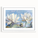 Vibrant close-up of a colorful floral canvas print showcasing intricate flower patterns in shades of pink, yellow, and green, ideal for home decor.