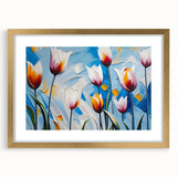 Vibrant floral canvas artwork showcasing a colorful bouquet of flowers in an abstract style, ideal for enhancing home decor with a touch of nature's beauty.