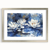 Colorful abstract floral canvas art with vibrant hues of blue, pink, and yellow, showcasing intricate details and a textured finish, ideal for modern decor.