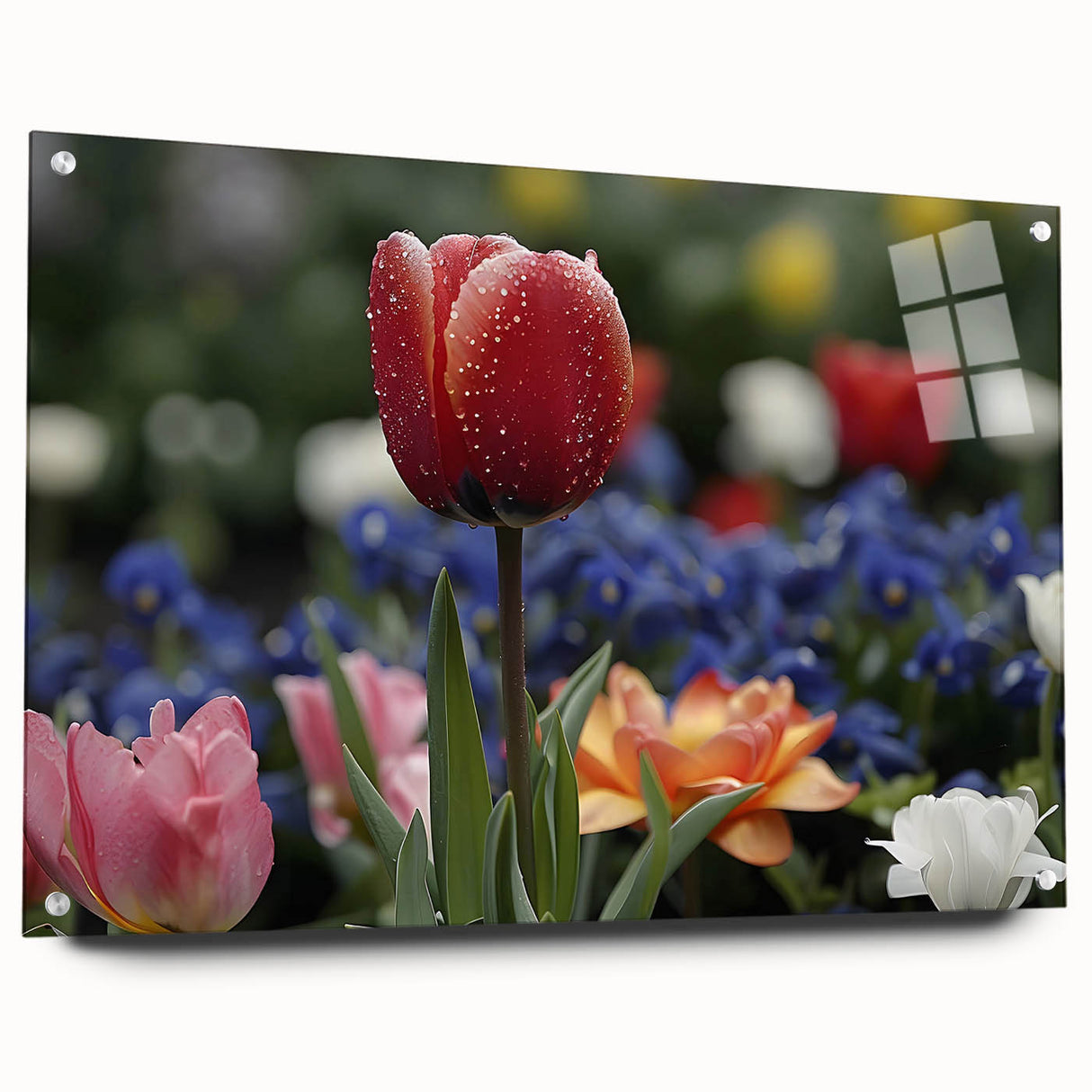 Vibrant floral wall art print showcasing intricate designs of blooming flowers in rich colors, elegantly displayed on a textured canvas for home decor enhancement.