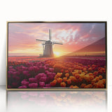 Vibrant floral canvas art print showcasing a colorful arrangement of blooming flowers in various shades, perfect for home decor and adding a lively touch to any space.