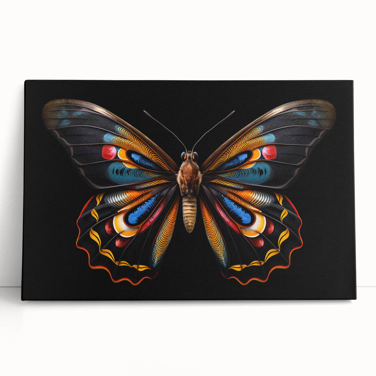 Colorful insect illustration showcasing detailed anatomy and vibrant patterns, perfect for educational purposes or as unique home decor.