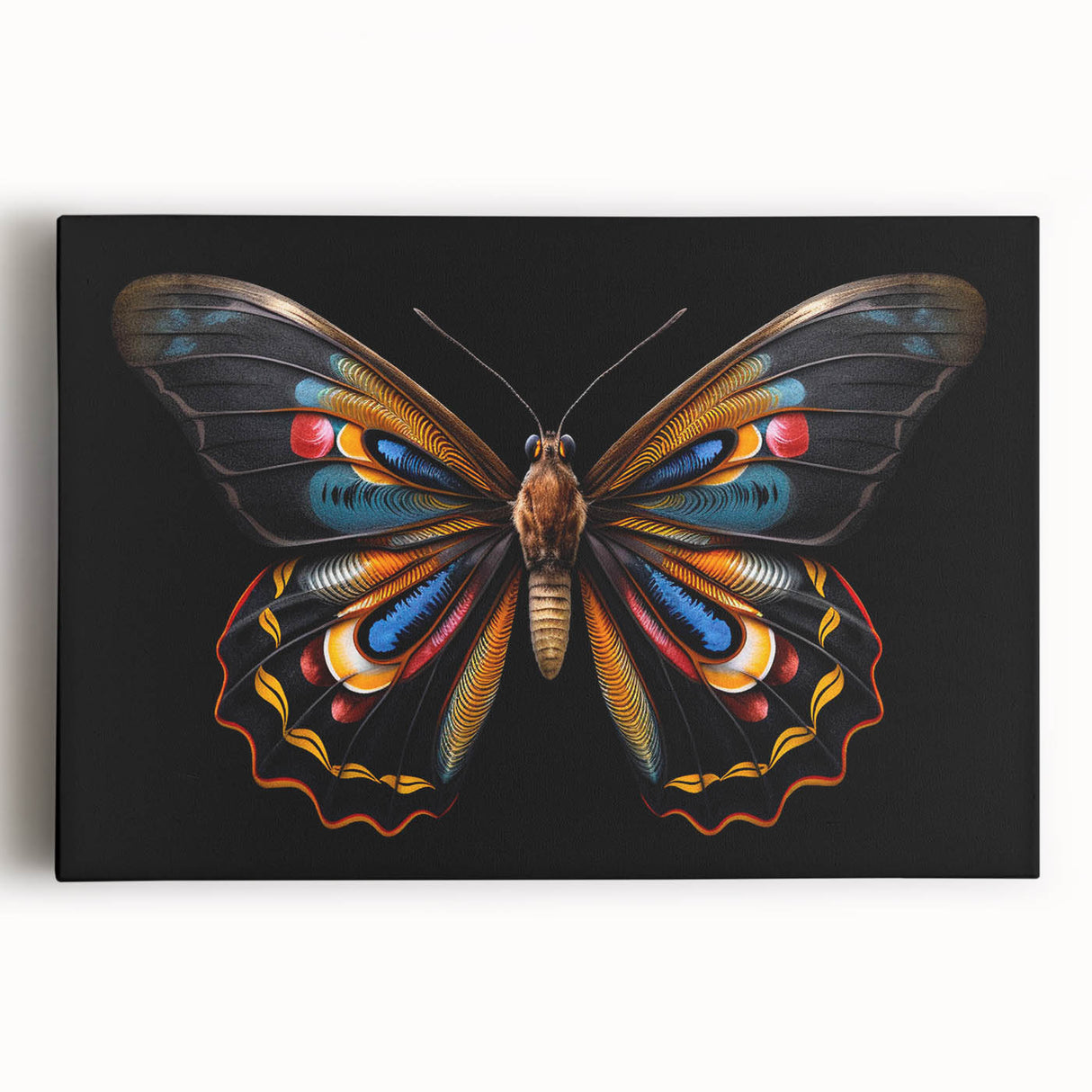 Colorful close-up of a vibrant insect illustration showcasing intricate details and patterns, perfect for nature-themed decor or educational use.