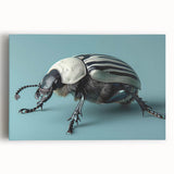 Close-up of a vibrant insect illustration on a textured canvas, showcasing intricate details and bright colors, ideal for nature-themed decor or educational use.