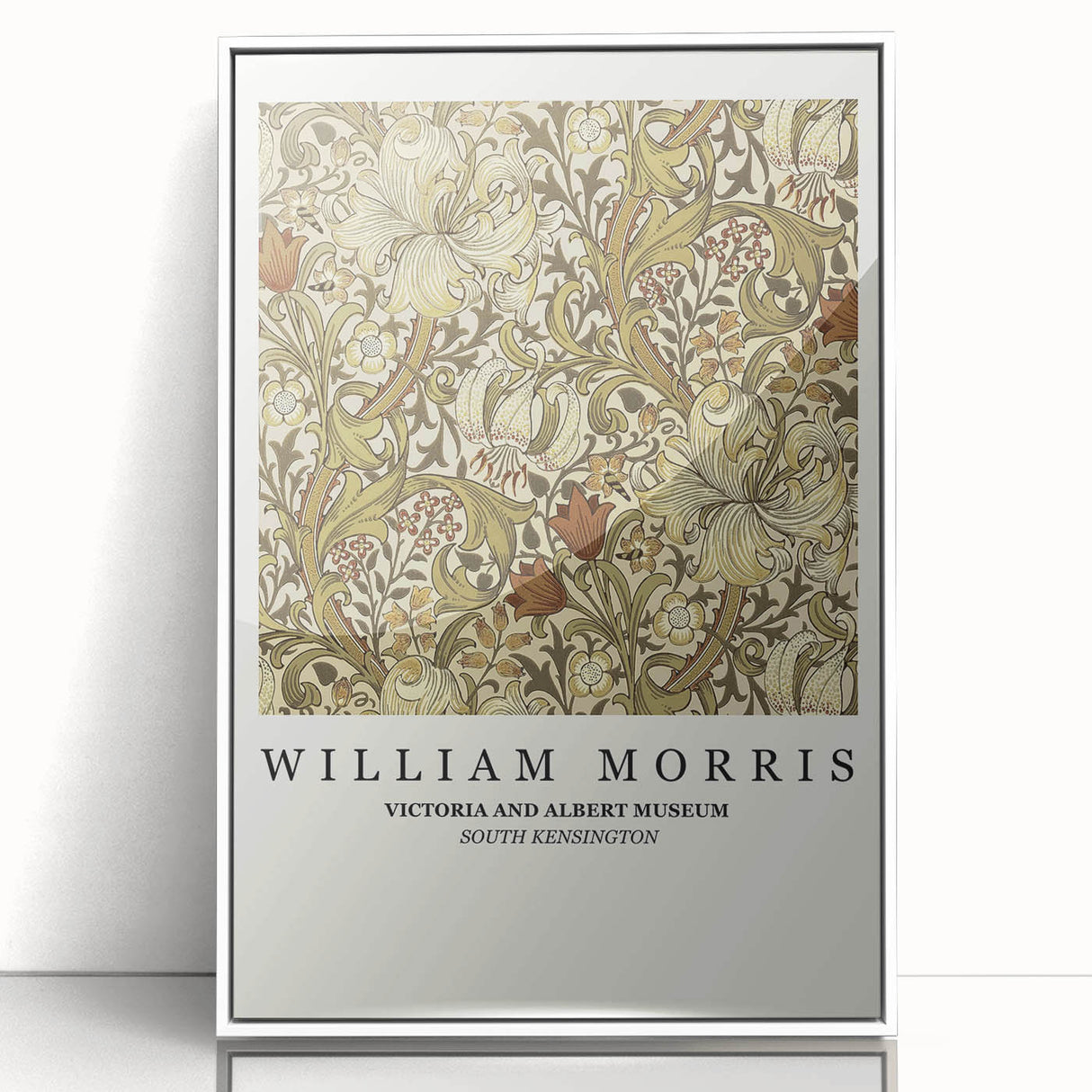 Art deco poster featuring geometric shapes in muted gold and teal, printed on canvas, suitable for nursery wall art.