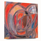 Large abstract wall art featuring swirling blues and grays on canvas, ideal for modern bedroom or dining room ambiance.