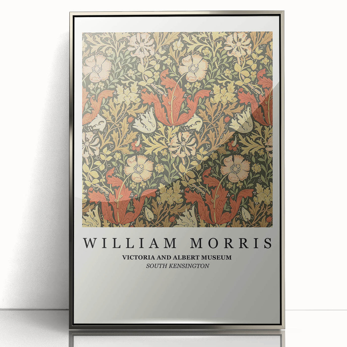 Mid-century modernist art depicting geometric shapes in muted earth tones on a canvas.
