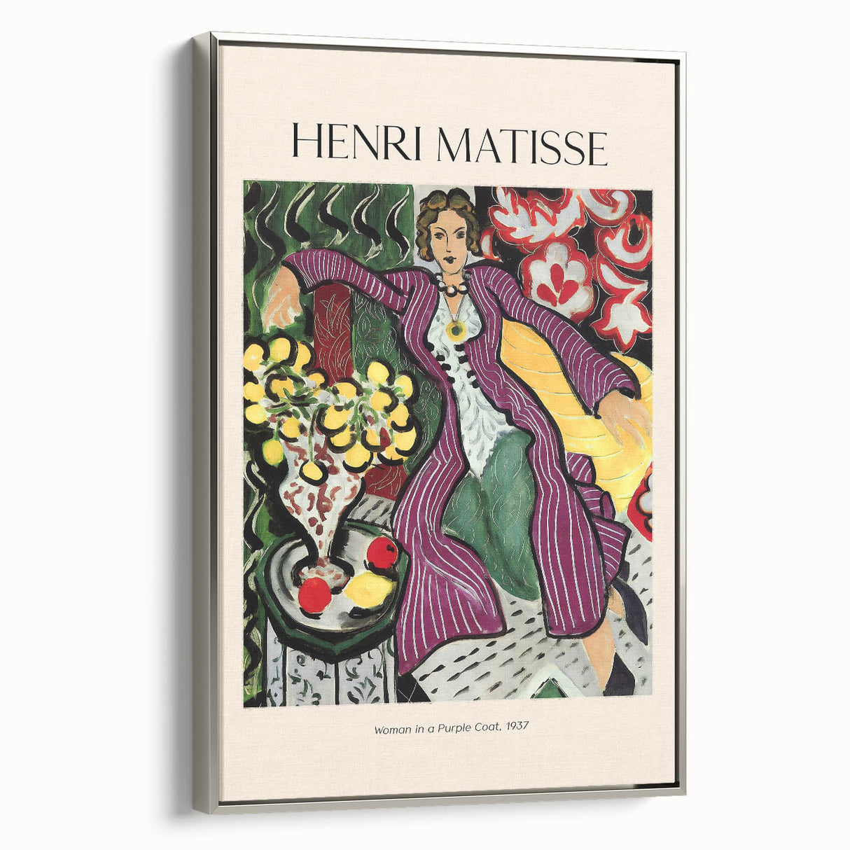 Vintage poster art featuring a colorful abstract design on a large black canvas, ideal for living room decor.