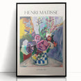 Large abstract wall art in mid-century modernist style featuring swirling blue and orange tones on canvas.