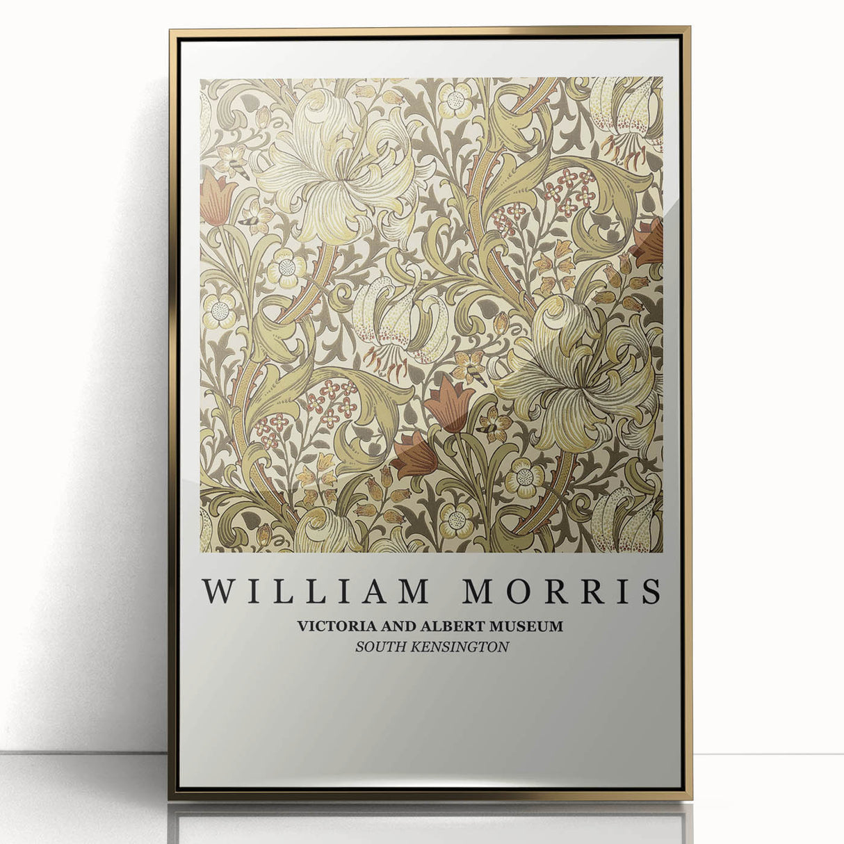 Large art print of a mid-century modernist abstract design in muted earth tones on canvas, suitable for nursery wall decor.